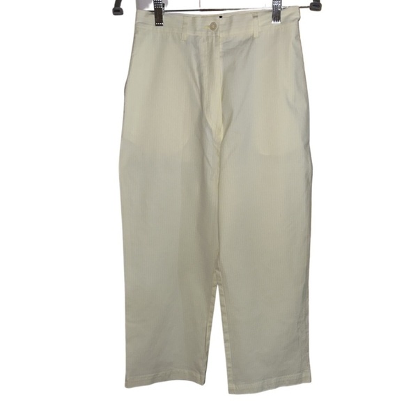 Burberry Golf Yellow White Striped Wide Leg Pants Size 4 - Picture 3 of 11